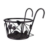 Hanging Railing Iron Planter Baskets Flower Pot Holder Hanger Metal Fence Rail for Patio Balcony Porch Fence - Front View