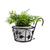 Hanging Railing Iron Planter Baskets Flower Pot Holder Hanger Metal Fence Rail for Patio Balcony Porch Fence - Top-Down View