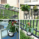 Hanging Railing Iron Planter Baskets Flower Pot Holder Hanger Metal Fence Rail for Patio Balcony Porch Fence