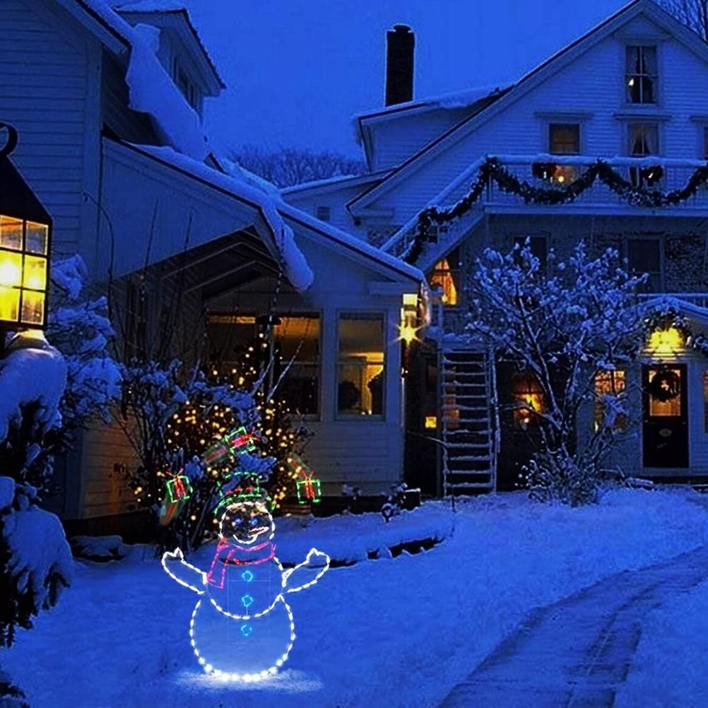 Christmas Fun Animated Ornaments Light String Garden Snow Glowing Decorative Frame Sign Indoor Outdoor Celebration Decor