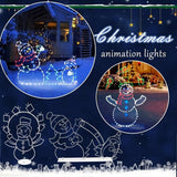 Christmas Fun Animated Ornaments Light String Garden Snow Glowing Decorative Frame Sign Indoor Outdoor Celebration Decor - Low Angle
