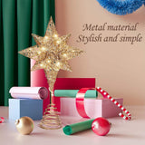 Christmas Star Tree Topper 3D Geometric Star Decorative LED Lights Battery Operated Beautiful Star Lighting with Springy Base for Holiday Xmas - Close-Up Angle