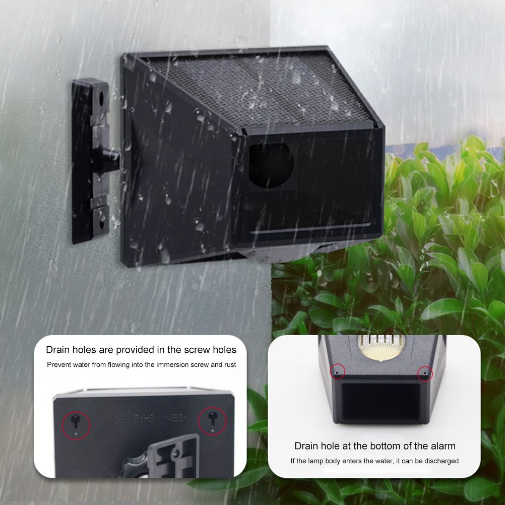 Solar Alarm Light with Motion Detector Outdoor Solar Strobe Light Remote Control Sound Alarm for Backyard Patch Farm Garage