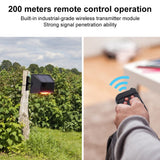 Solar Alarm Light with Motion Detector Outdoor Solar Strobe Light Remote Control Sound Alarm for Backyard Patch Farm Garage - Low Angle