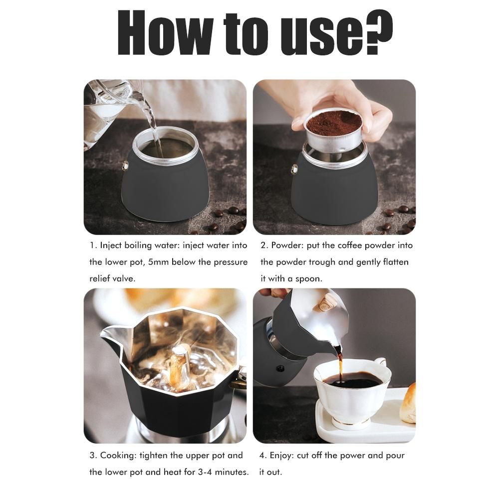 150ML/300ML Portable Aluminum Italian Style Espresso Maker Moka Pot Coffee Maker Household Mocha Cold Extract Pot for Making Cappuccino Latte