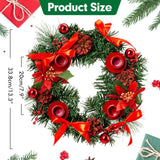 Christmas Advent Wreath Fir Wreath Christmas Arrangement Decorative Wreath with Candle Holder & Ribbon