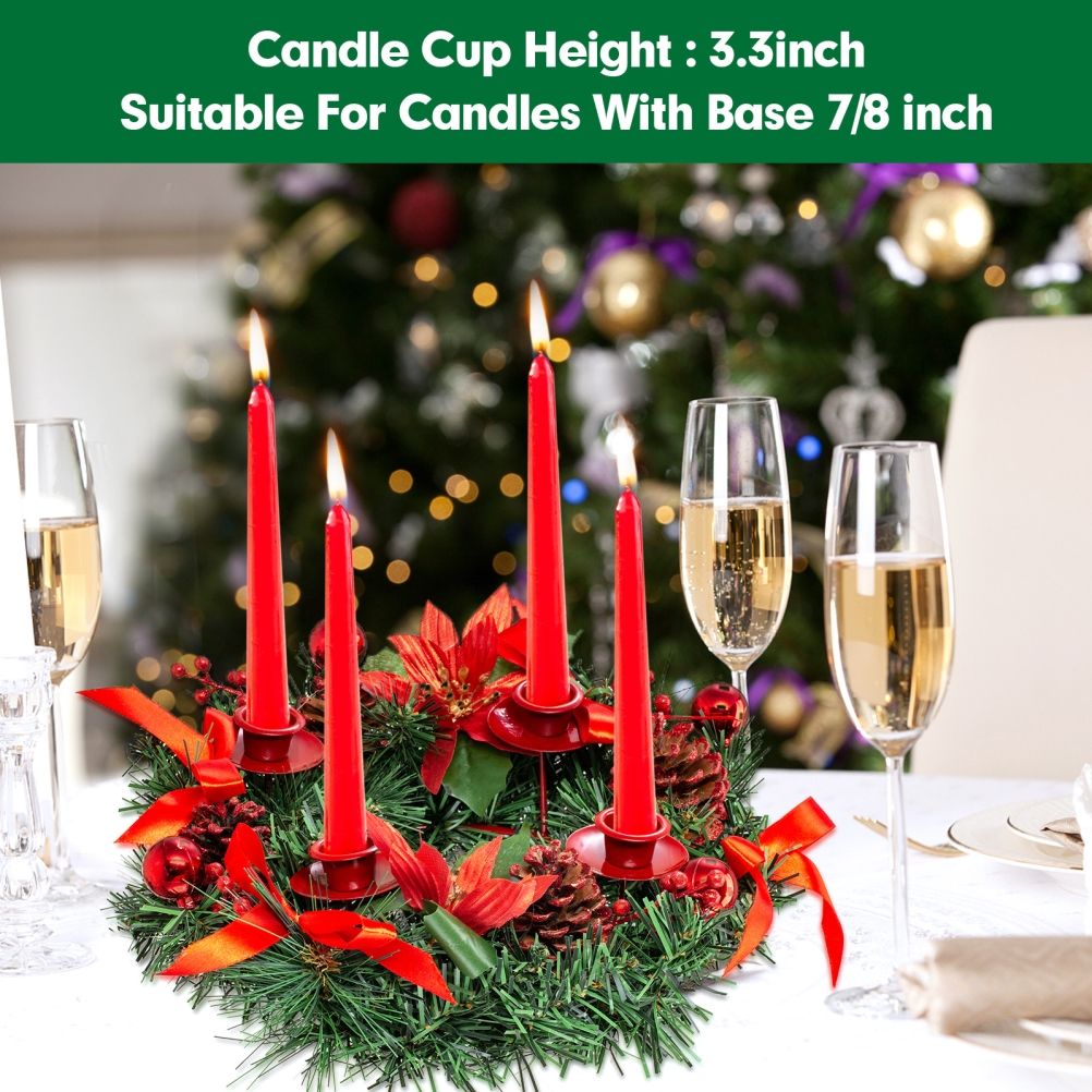 Christmas Advent Wreath Fir Wreath Christmas Arrangement Decorative Wreath with Candle Holder & Ribbon