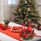 Christmas Advent Wreath Fir Wreath Christmas Arrangement Decorative Wreath with Candle Holder & Ribbon - Rear View