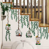 Bird Vine Tree Branch Birdcage Wall Decal Stickers Removable Plants Wall Art Jungle Wallpaper for Home Bedroom Living Room Decoration