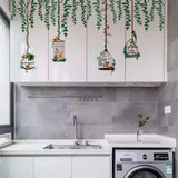 Bird Vine Tree Branch Birdcage Wall Decal Stickers Removable Plants Wall Art Jungle Wallpaper for Home Bedroom Living Room Decoration