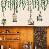 Bird Vine Tree Branch Birdcage Wall Decal Stickers Removable Plants Wall Art Jungle Wallpaper for Home Bedroom Living Room Decoration