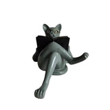 Literary Cat Resin Ornaments Garden Statue Decoration Reading Glasses Cat Crafts for Study and Office - Top-Down View