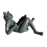 Literary Cat Resin Ornaments Garden Statue Decoration Reading Glasses Cat Crafts for Study and Office - 45-Degree Angle