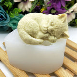 Silicone Cat Mold Cute Cat Soap Mold for Candles Mousse Cake Mold 3D Cartoon Cat Epoxy Mold DIY Baking Mould - Side View