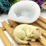 Silicone Cat Mold Cute Cat Soap Mold for Candles Mousse Cake Mold 3D Cartoon Cat Epoxy Mold DIY Baking Mould - 45-Degree Angle