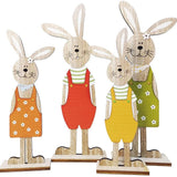 Easter Bunny Tabletop Decoration Cute Wooden Rabbit Figurines Ornament for Home Garden - Close-Up Angle