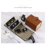 Multi Slot Sunglasses Organizer Foldable Glasses Jewelry Storage Box Portable PU Leather Eyeglasses Case for Storing Watches and Keys - Top-Down View