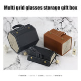 Multi Slot Sunglasses Organizer Foldable Glasses Jewelry Storage Box Portable PU Leather Eyeglasses Case for Storing Watches and Keys - Rear View