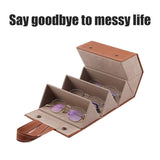 Multi Slot Sunglasses Organizer Foldable Glasses Jewelry Storage Box Portable PU Leather Eyeglasses Case for Storing Watches and Keys - Extra Image