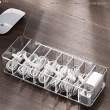 8 Grids Clear Plastic Cable Storage Box Data Cable Storage Container Save Space Cable Management Box for Storing Earrings Rings and Data Cables - Extra Image