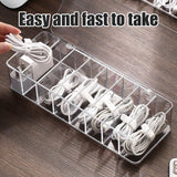 8 Grids Clear Plastic Cable Storage Box Data Cable Storage Container Save Space Cable Management Box for Storing Earrings Rings and Data Cables - Extra Image