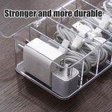 8 Grids Clear Plastic Cable Storage Box Data Cable Storage Container Save Space Cable Management Box for Storing Earrings Rings and Data Cables - Extra Image