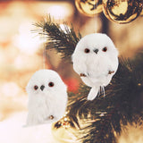 2Pcs Christmas Cute Owl Hanging Gift Simulation Animal Pendant Xmas Tree Pendant Home Holiday Party Decoration