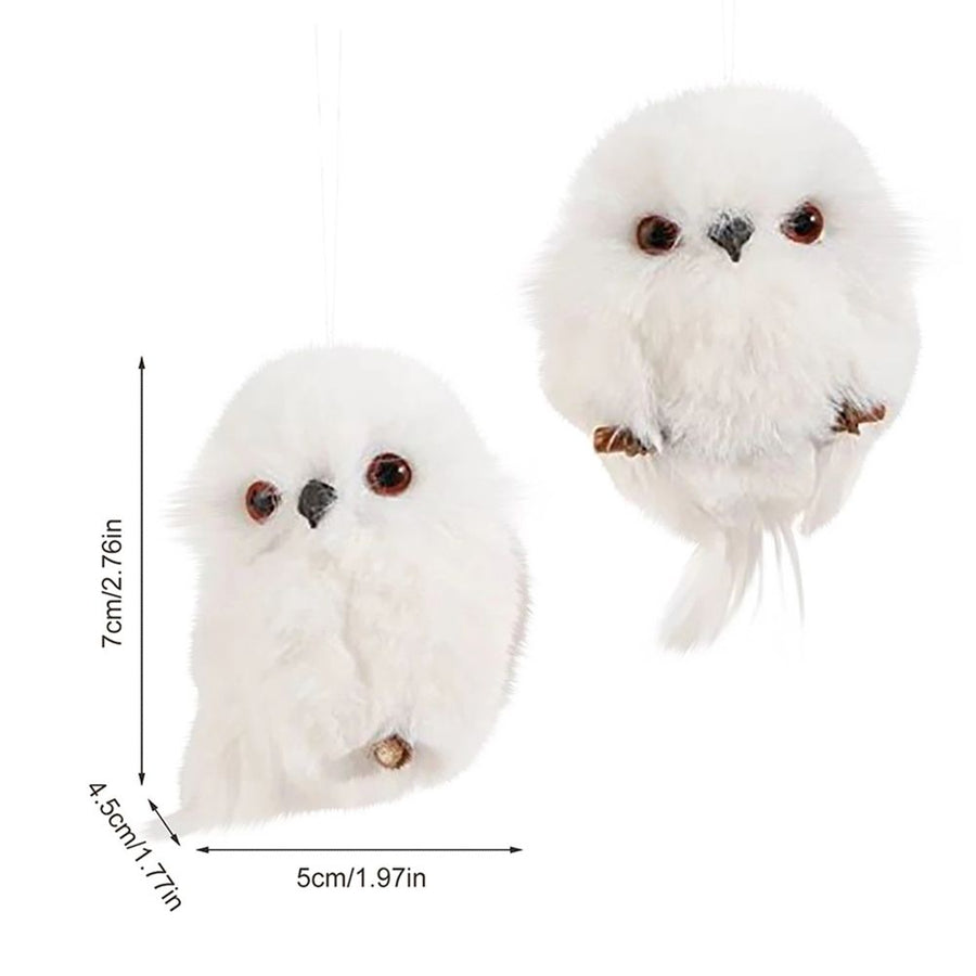 2Pcs Christmas Cute Owl Hanging Gift Simulation Animal Pendant Xmas Tree Pendant Home Holiday Party Decoration