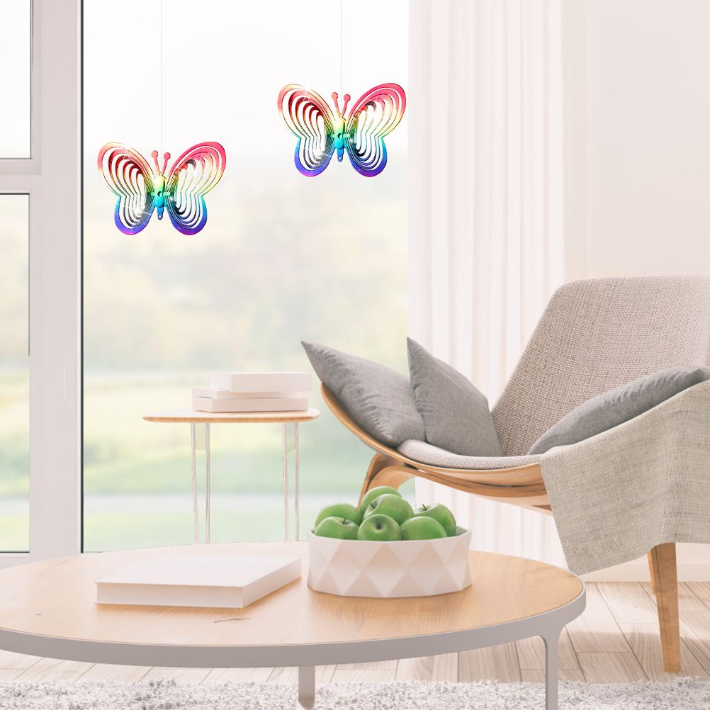 Wind Chimes Plastic Butterfly Reflective Rotating Windmill Decoration for Hanging Bring Happiness Outdoor Garden Decoration