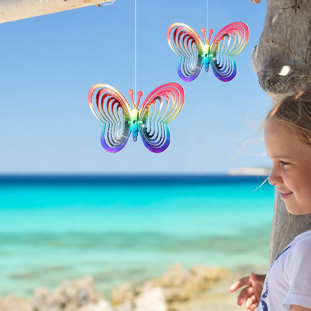 Wind Chimes Plastic Butterfly Reflective Rotating Windmill Decoration for Hanging Bring Happiness Outdoor Garden Decoration