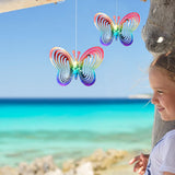 Wind Chimes Plastic Butterfly Reflective Rotating Windmill Decoration for Hanging Bring Happiness Outdoor Garden Decoration - Rear View
