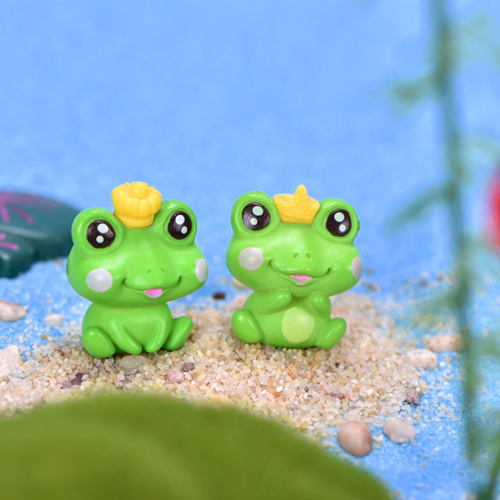 6Pcs Plastic Animal Cartoon Frog Micro Landscape Little Figurine Garden Ornaments Fish Tank Doll Decoration