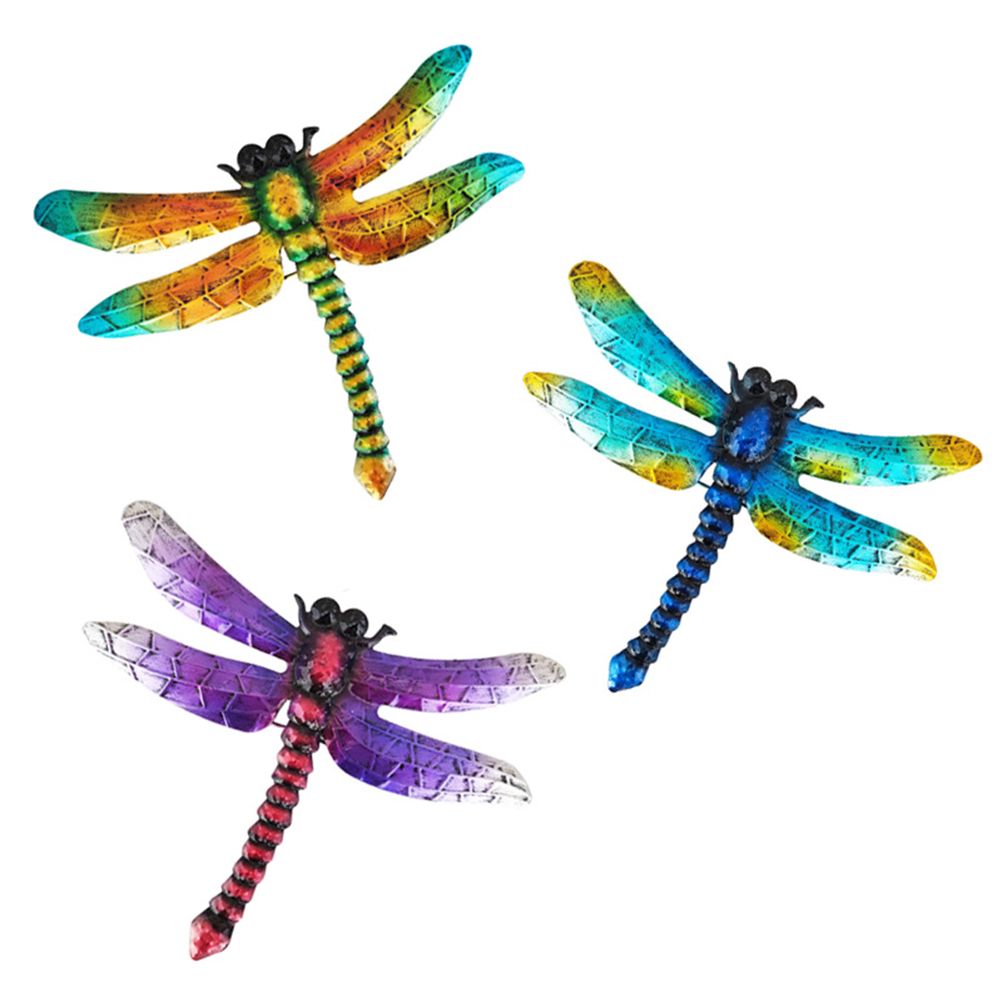 Wrought Iron Dragonfly Wall Hanging Courtyard Garden Porch Home Wall Balcony Art Decoration Outdoor Indoor Decor