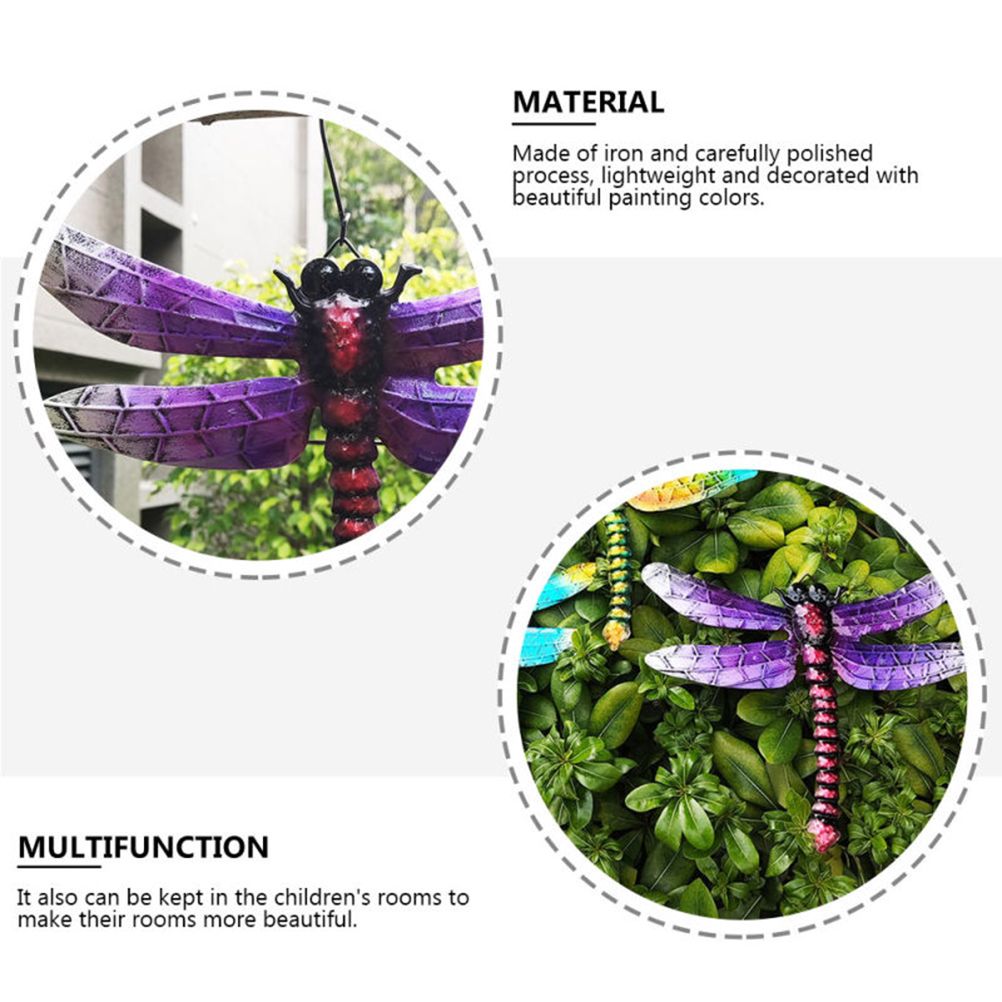 Wrought Iron Dragonfly Wall Hanging Courtyard Garden Porch Home Wall Balcony Art Decoration Outdoor Indoor Decor