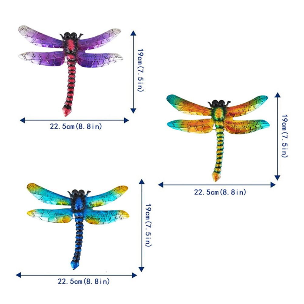 Wrought Iron Dragonfly Wall Hanging Courtyard Garden Porch Home Wall Balcony Art Decoration Outdoor Indoor Decor