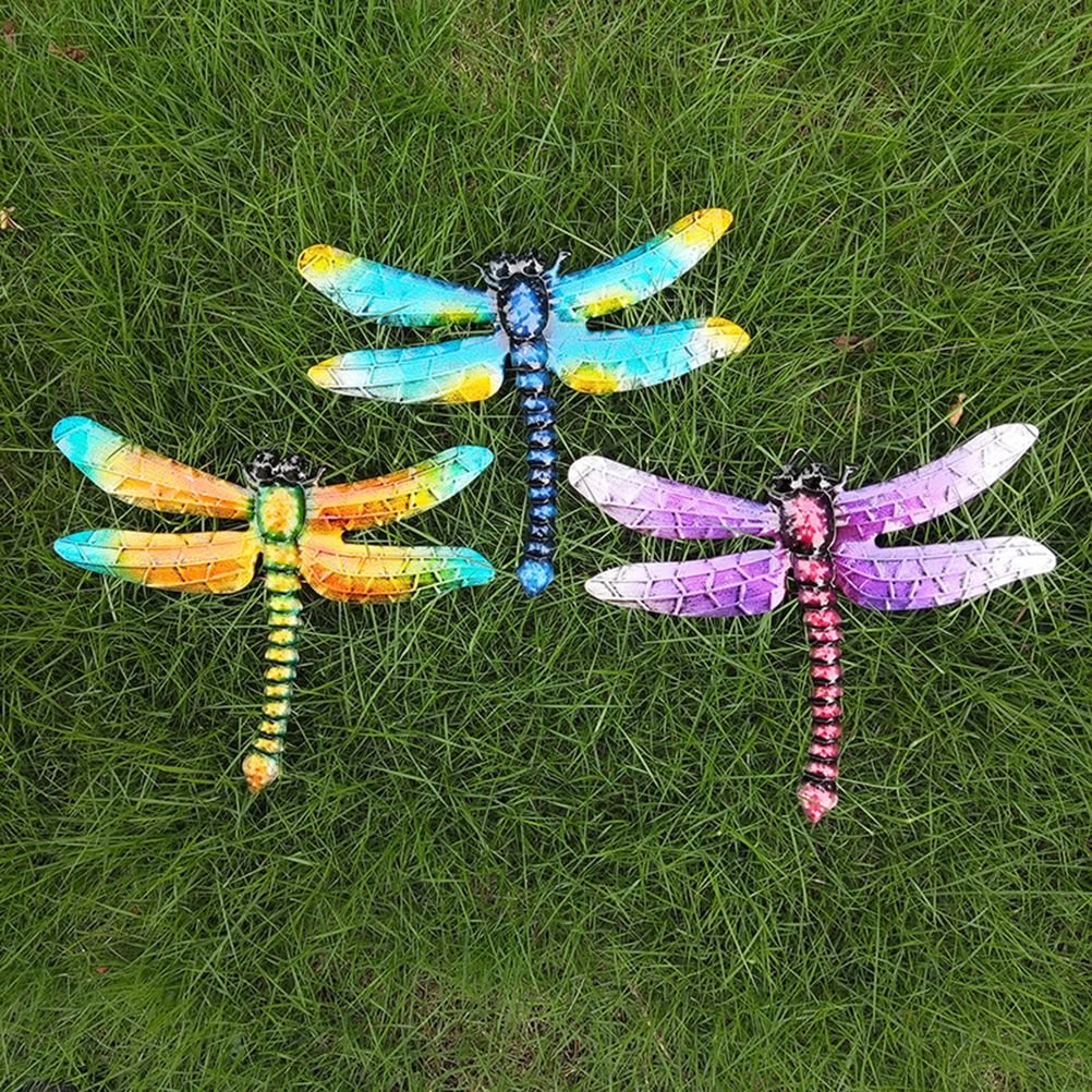 Wrought Iron Dragonfly Wall Hanging Courtyard Garden Porch Home Wall Balcony Art Decoration Outdoor Indoor Decor