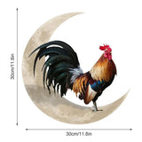 Rooster Moon Wall Decor Metal Wall Hanging Sign Wall Unique Arts Pendant for Outdoor Indoor Home Wall Decoration - Front View