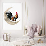 Rooster Moon Wall Decor Metal Wall Hanging Sign Wall Unique Arts Pendant for Outdoor Indoor Home Wall Decoration