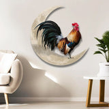 Rooster Moon Wall Decor Metal Wall Hanging Sign Wall Unique Arts Pendant for Outdoor Indoor Home Wall Decoration - Extra Image