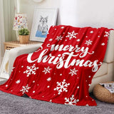 Merry Christmas Flannel Blanket Snowflake Print Soft Warm Plush Throw Blanket Home Decor New Year Decorations - Side View