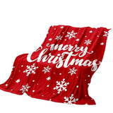 Merry Christmas Flannel Blanket Snowflake Print Soft Warm Plush Throw Blanket Home Decor New Year Decorations - Top-Down View