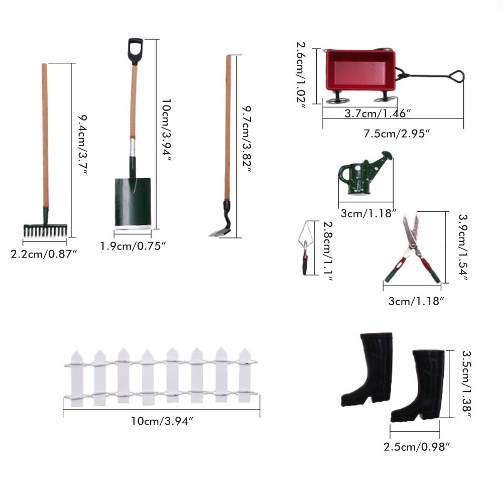 9pcs Miniature Dollhouse Set 1:12 Mini Garden Tools for Dollhouse Garden Miniature Decoration