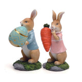 Easter Bunny Figurines with Carrot Cute Resin Bunny Rabbit Statue Resin Crafts Ornaments Easter Gifts for Children