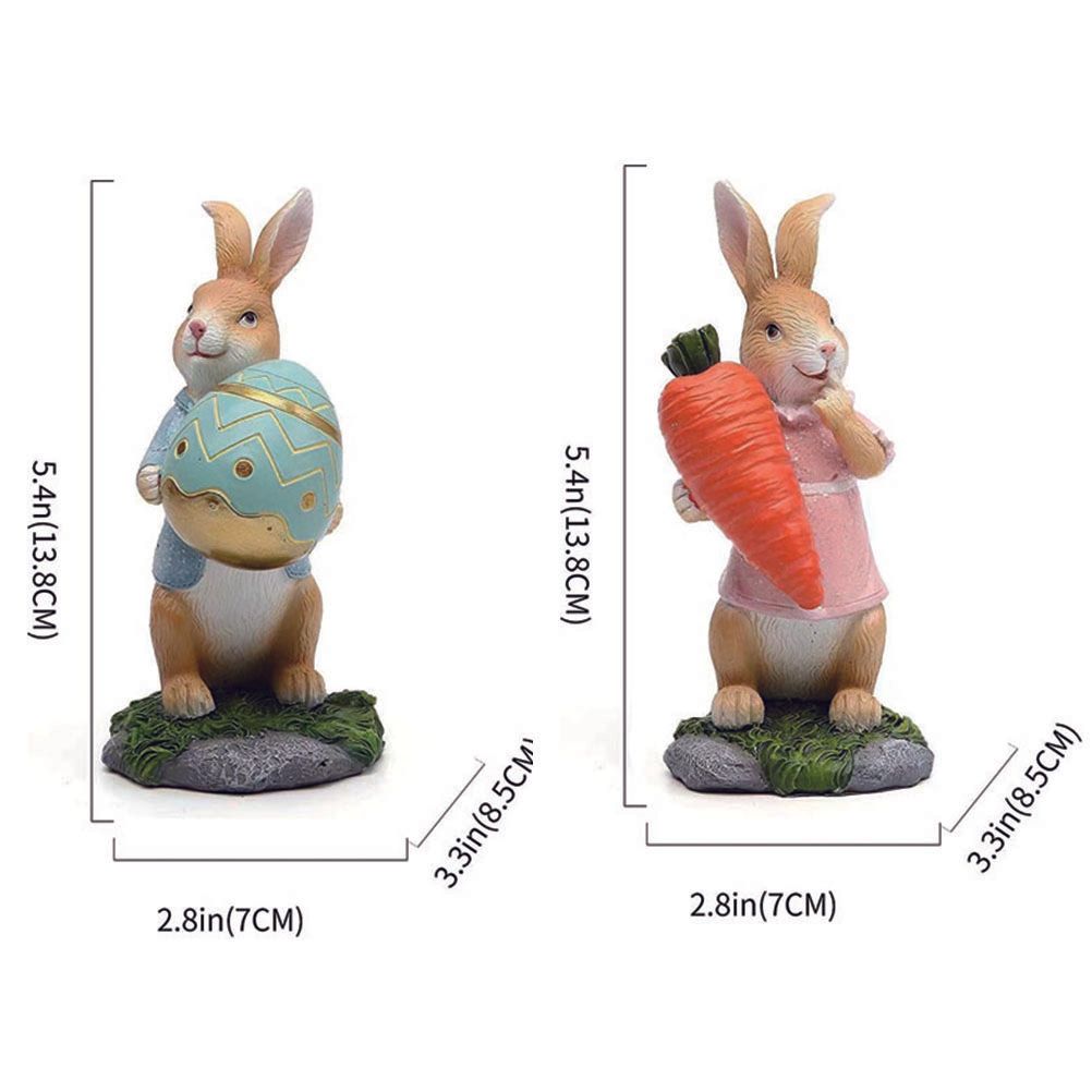 Easter Bunny Figurines with Carrot Cute Resin Bunny Rabbit Statue Resin Crafts Ornaments Easter Gifts for Children