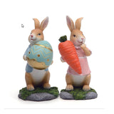 Easter Bunny Figurines with Carrot Cute Resin Bunny Rabbit Statue Resin Crafts Ornaments Easter Gifts for Children - Rear View