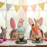 Easter Bunny Figurines with Carrot Cute Resin Bunny Rabbit Statue Resin Crafts Ornaments Easter Gifts for Children