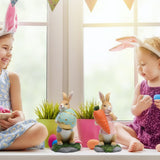 Easter Bunny Figurines with Carrot Cute Resin Bunny Rabbit Statue Resin Crafts Ornaments Easter Gifts for Children
