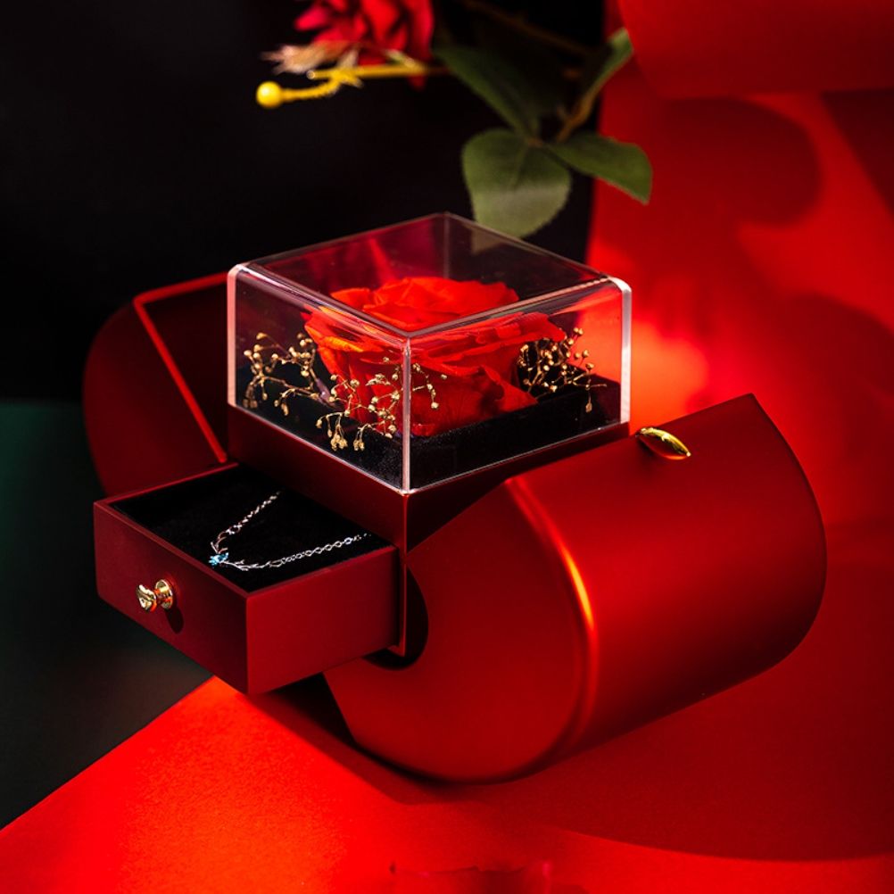 Christmas Gift Apple Box Wedding Ring Box Jewelry Rose Flower Box for Necklace Bracelet Birthday Party Valentine's Day New Year Gift