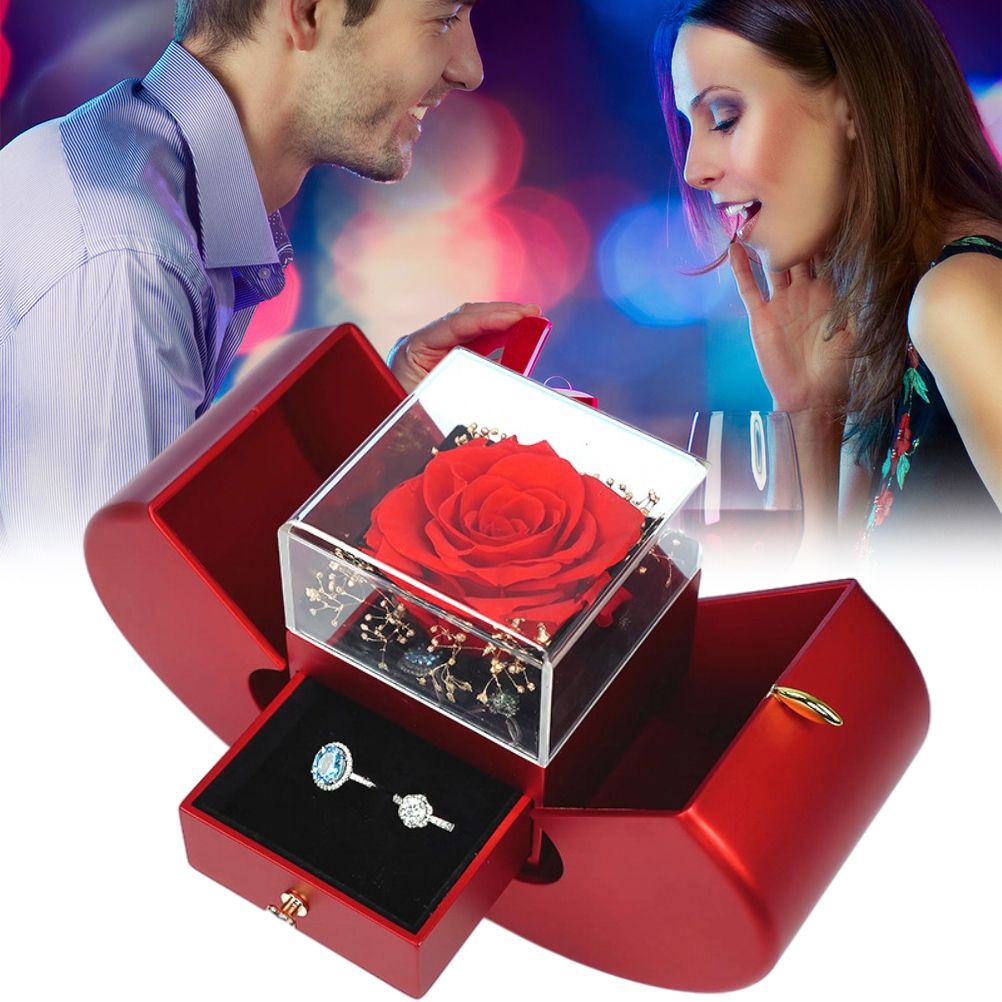 Christmas Gift Apple Box Wedding Ring Box Jewelry Rose Flower Box for Necklace Bracelet Birthday Party Valentine's Day New Year Gift