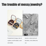 Travel Jewellery Box Portable Small Jewellery Box Organizer with Mirror Mini Jewelry Storage Case for Rings Earrings Necklaces Gifts - Side View